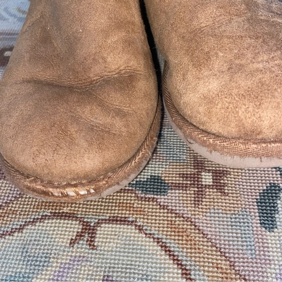 UGG Three Bow Tall Camel Fur Lined Boots Girls 4 - Picture 4 of 7